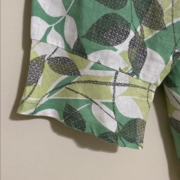 Coldwater Creek shirt blouse women 16 Green Leaf striped linen bundle of 2 fall - Picture 4 of 14